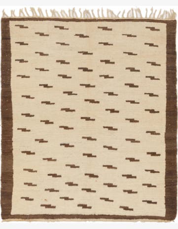 4' 9 x 5' 7 Hand Knotted Moroccan Wool Square Rug