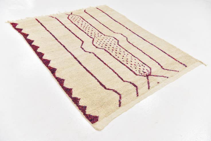 Detail image of 5' 7 x 6' 8 Hand Knotted Moroccan Wool Square Rug