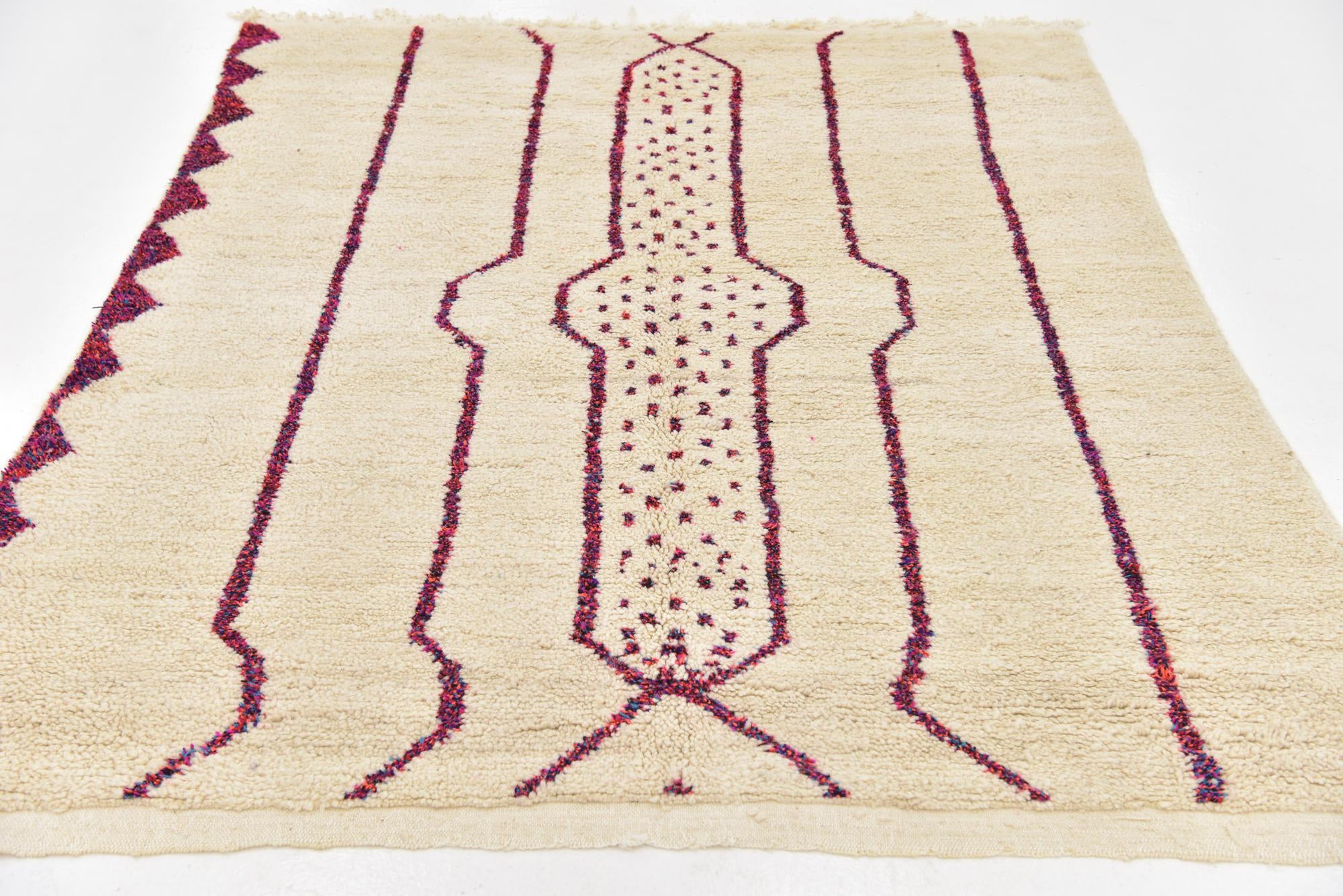 5' 7 x 6' 8 Hand Knotted Moroccan Wool Square Rug