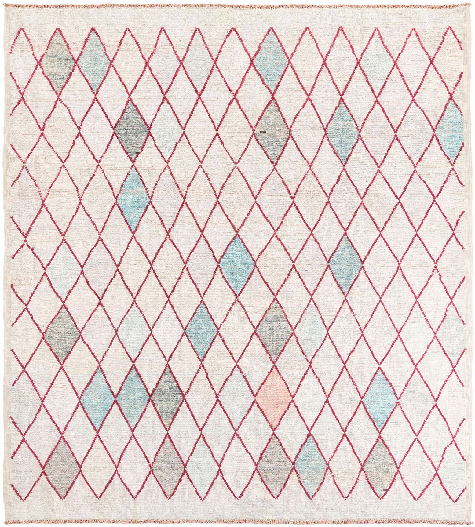 9' x 9' 9 Hand Knotted Moroccan Wool Square Rug