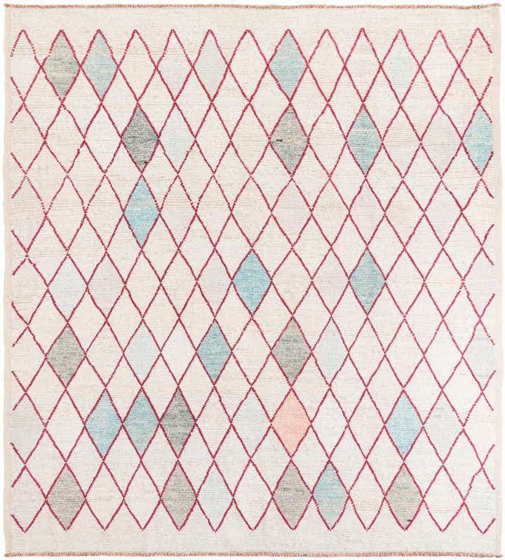 9' x 9' 9 Hand Knotted Moroccan Wool Square Rug