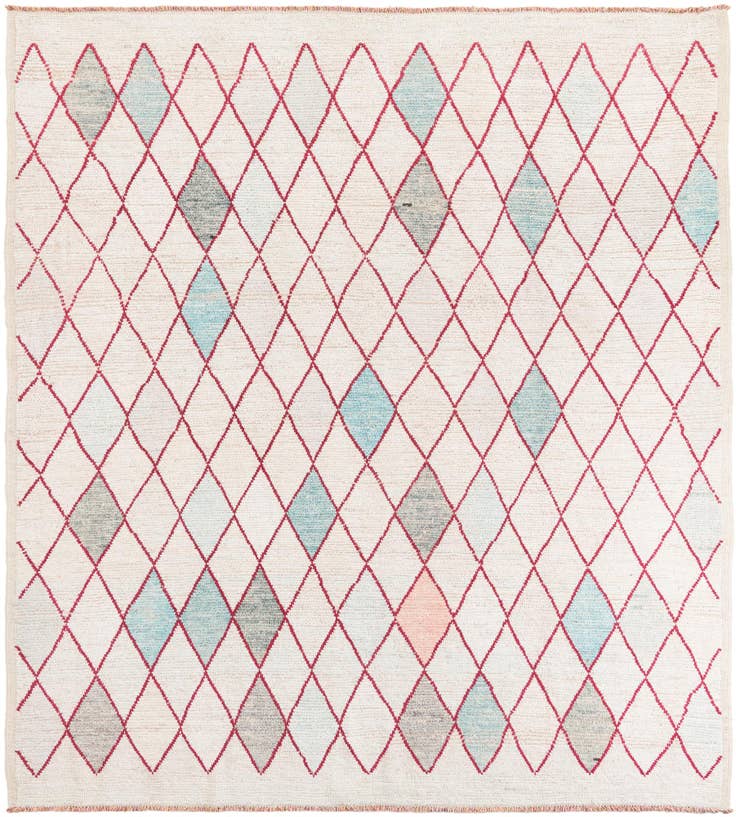 Detail image of 9' x 9' 9 Hand Knotted Moroccan Wool Square Rug