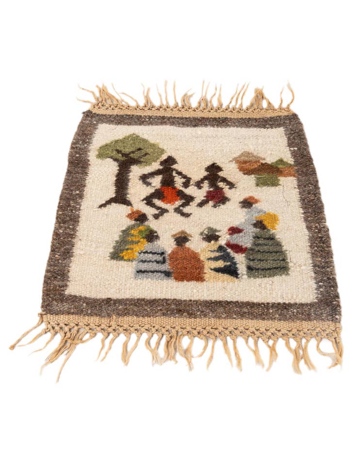 Detail image of 1' 8 x 1' 9  Hand Knotted Moroccan Wool Square Rug