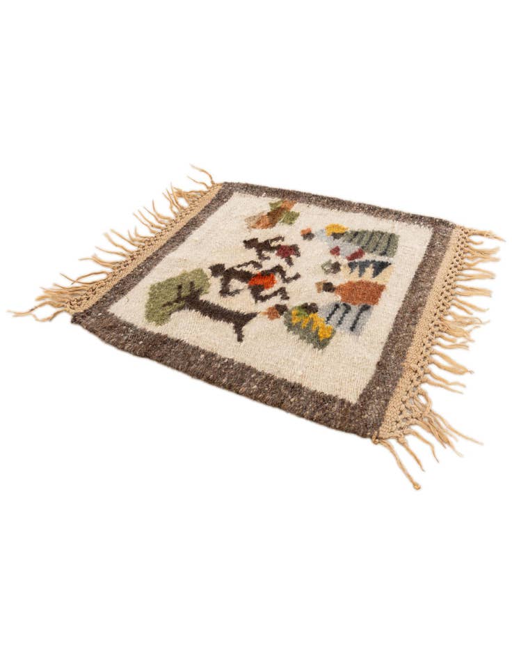 Detail image of 1' 8 x 1' 9  Hand Knotted Moroccan Wool Square Rug