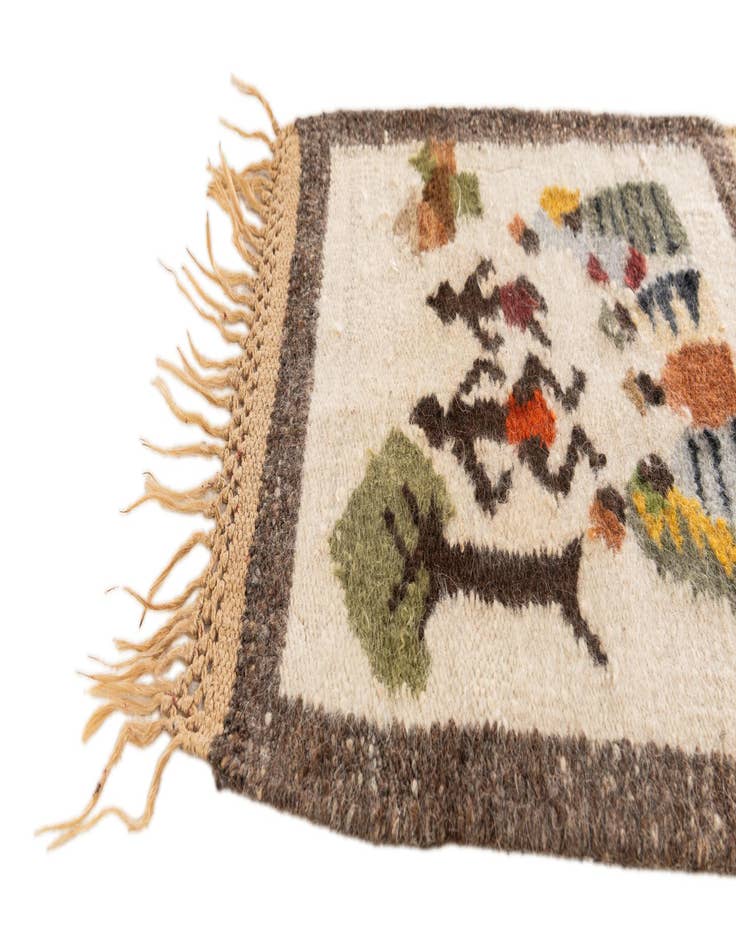 Detail image of 1' 8 x 1' 9  Hand Knotted Moroccan Wool Square Rug