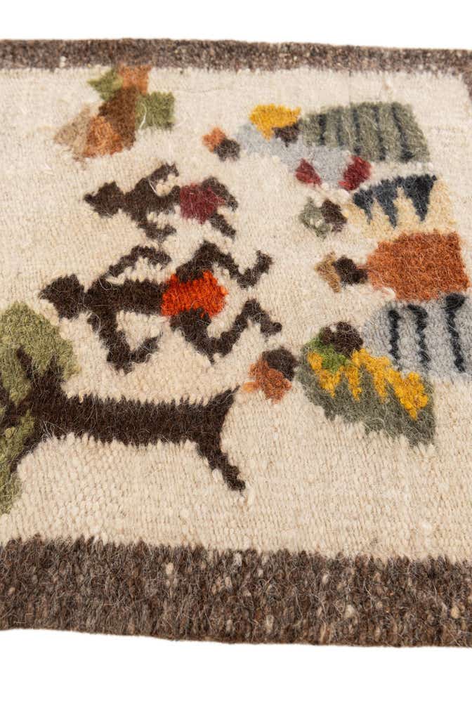 1' 8 x 1' 9 Hand Knotted Moroccan Wool Square Rug