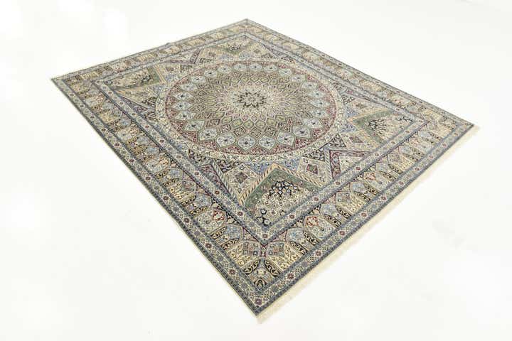 6' 7 x 8' Hand Knotted Nain Persian Square Rug
