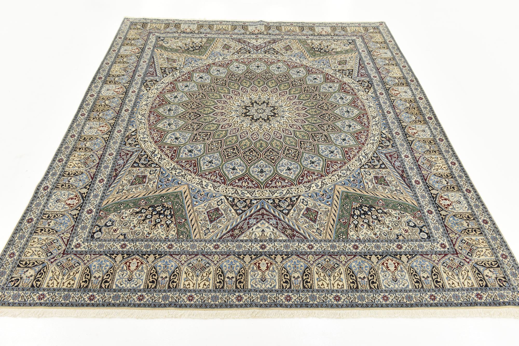 6' 7 x 8' Hand Knotted Nain Persian Square Rug