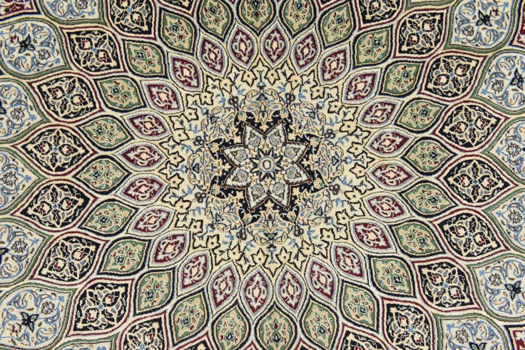 Detail image of 6' 7 x 8' Hand Knotted Nain Persian Square Rug