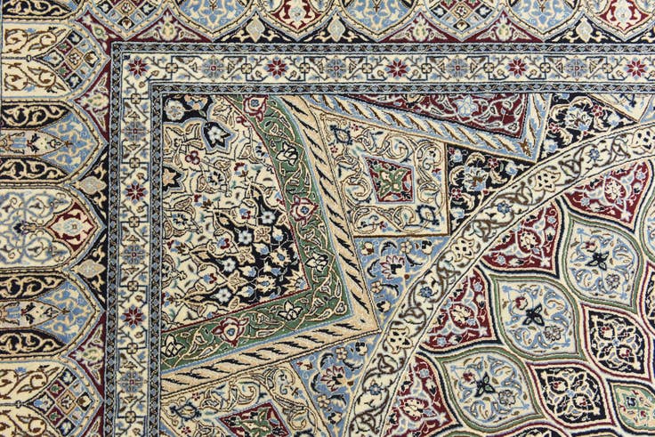 Detail image of 6' 7 x 8' Hand Knotted Nain Persian Square Rug