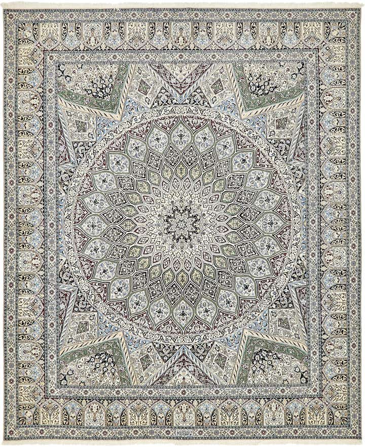 6' 7 x 8' Hand Knotted Nain Persian Square Rug