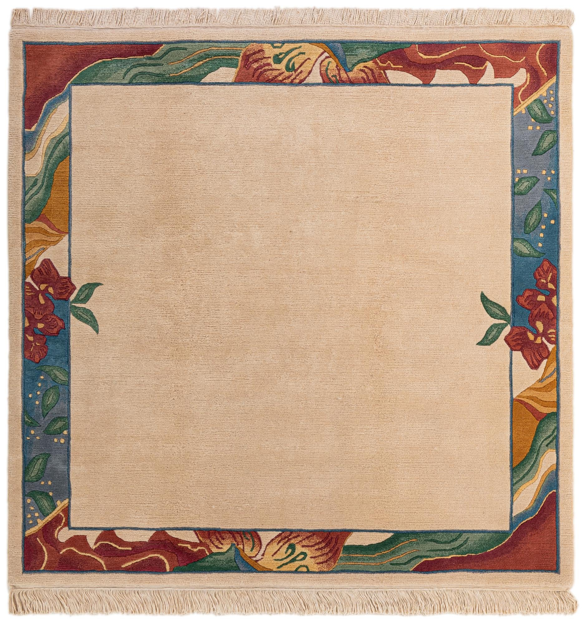 6' 7 x 6' 8 Hand Knotted Nepal Wool Square Rug