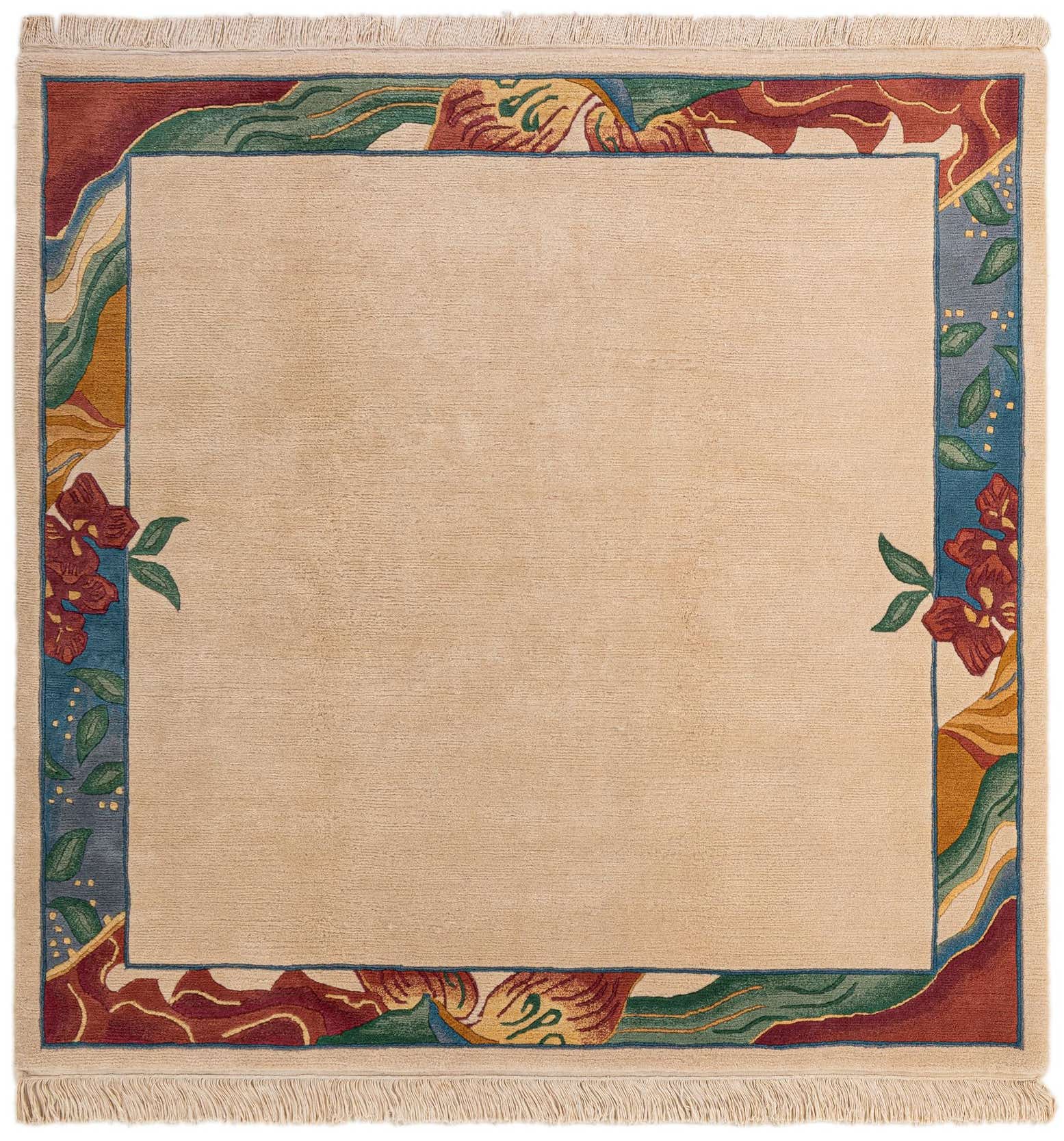 6' 7 x 6' 8 Hand Knotted Nepal Wool Square Rug