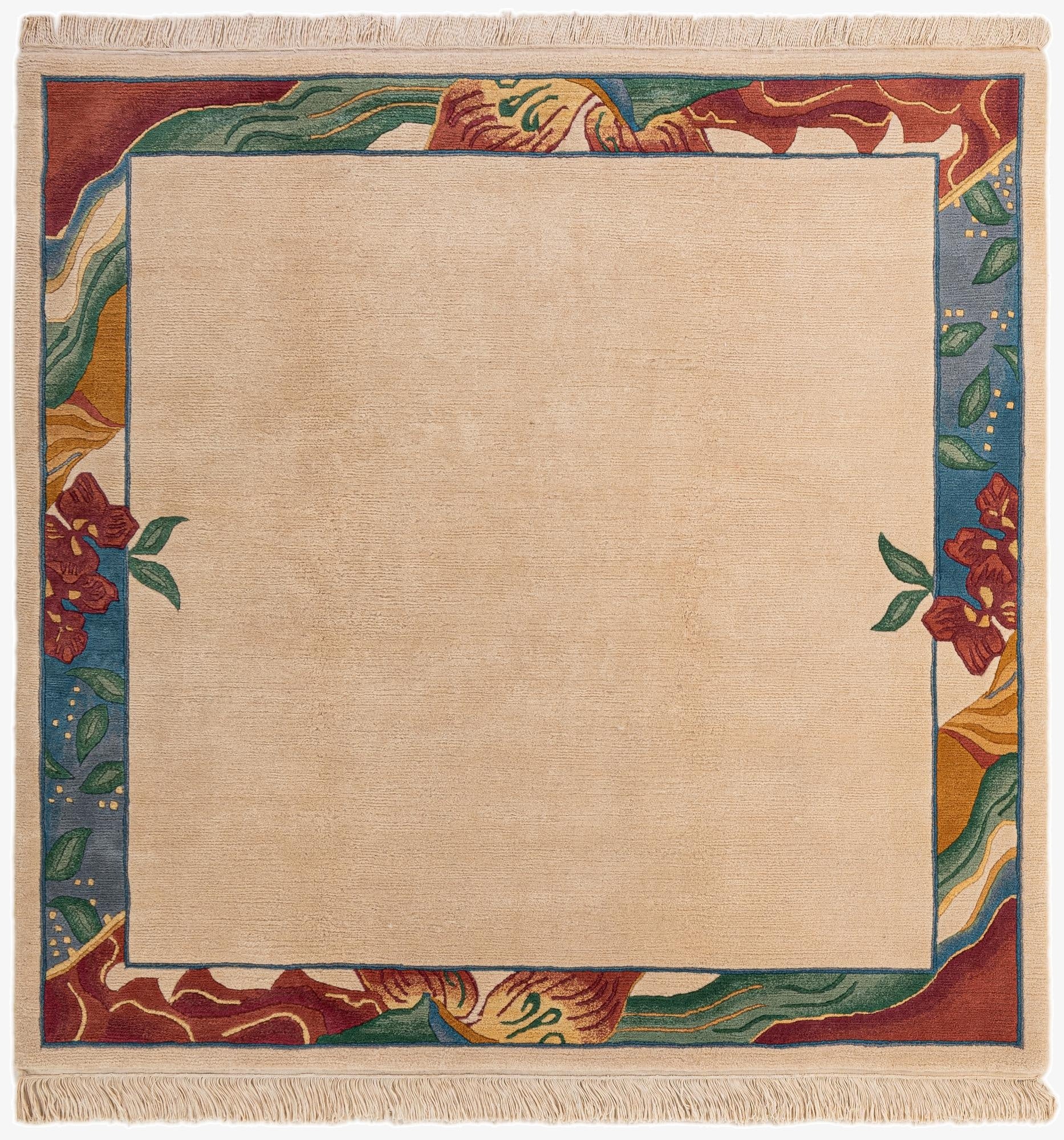 6' 7 x 6' 8  Hand Knotted Nepal Wool Square Rug