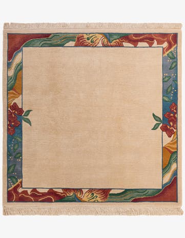 6' 7 x 6' 8 Hand Knotted Nepal Wool Square Rug