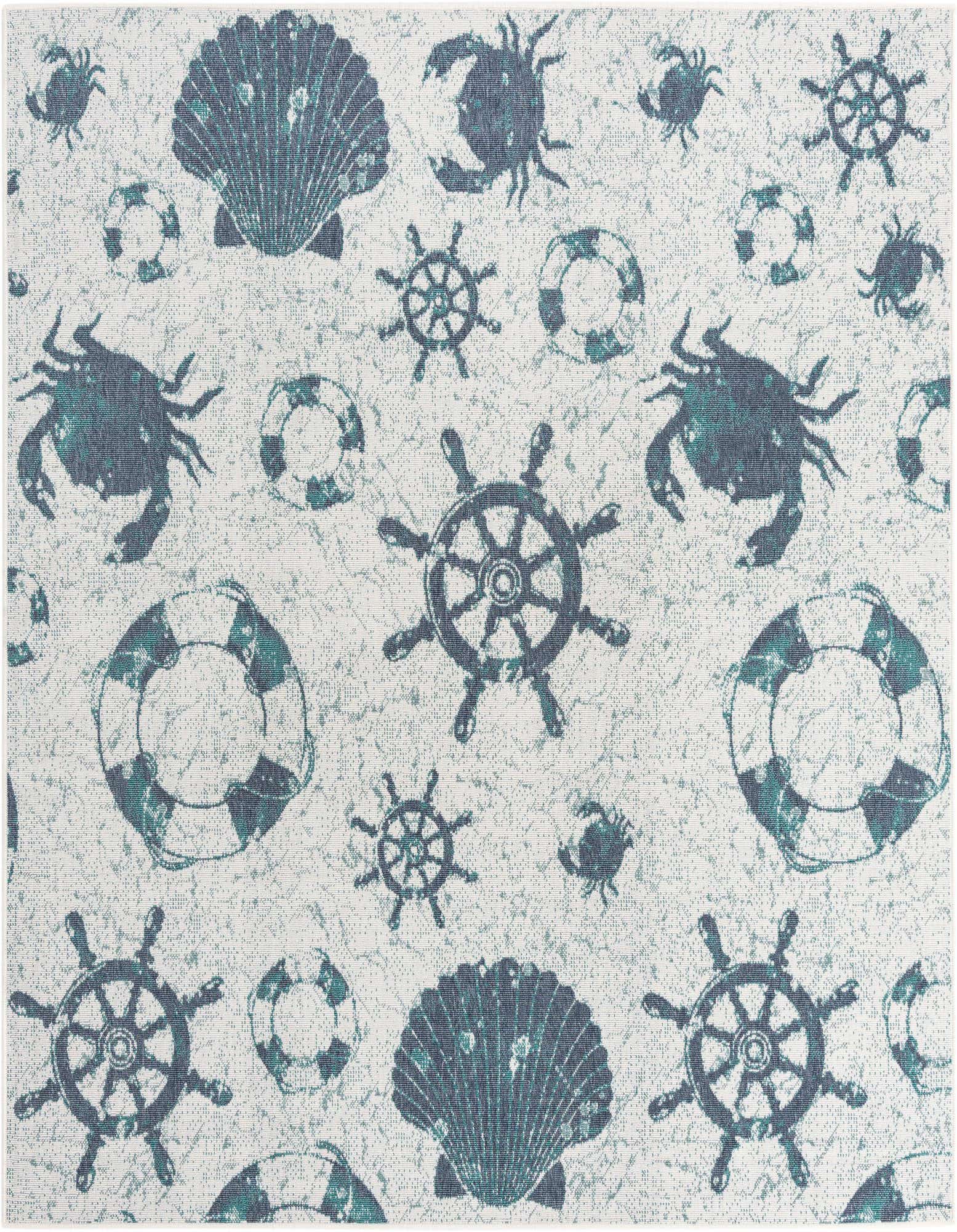 7' 10 x 7' 10 Easy-Clean Coastal Indoor / Outdoor Square Rug