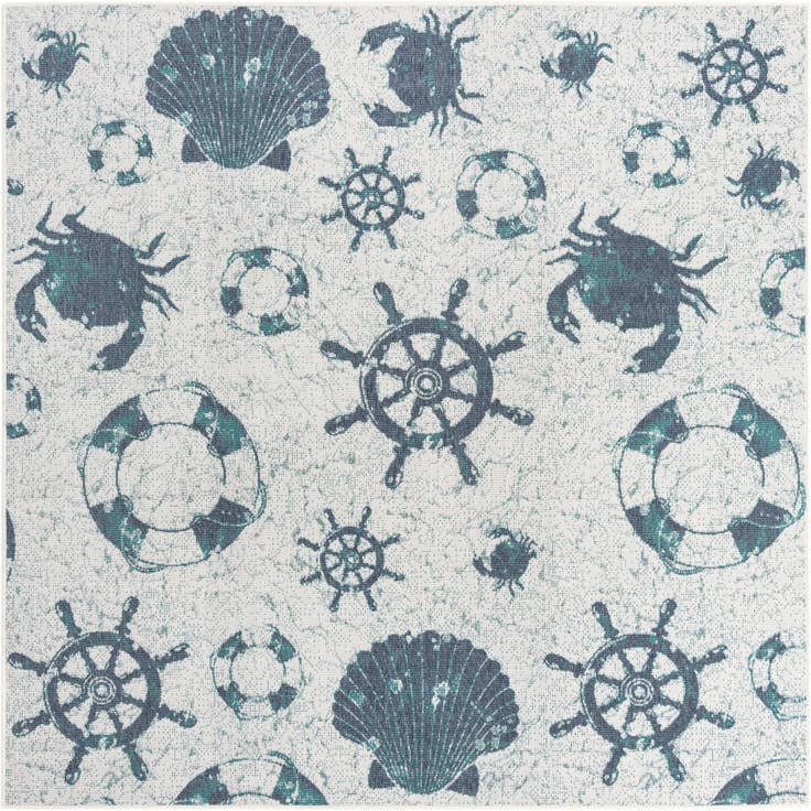 Detail image of 7' 10 x 7' 10 Easy-Clean Coastal Indoor / Outdoor Square Rug