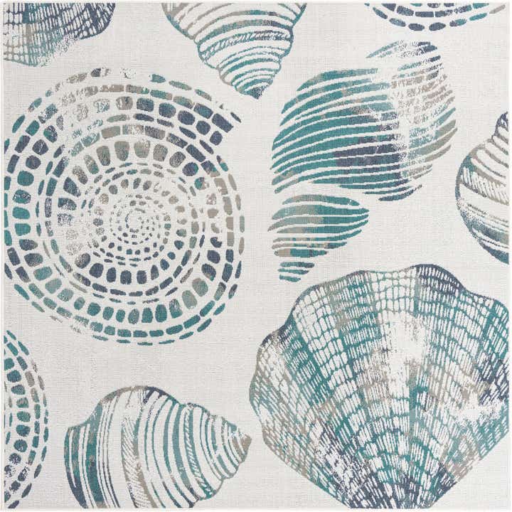 7' 10 x 7' 10 Easy-Clean Coastal Indoor / Outdoor Square Rug