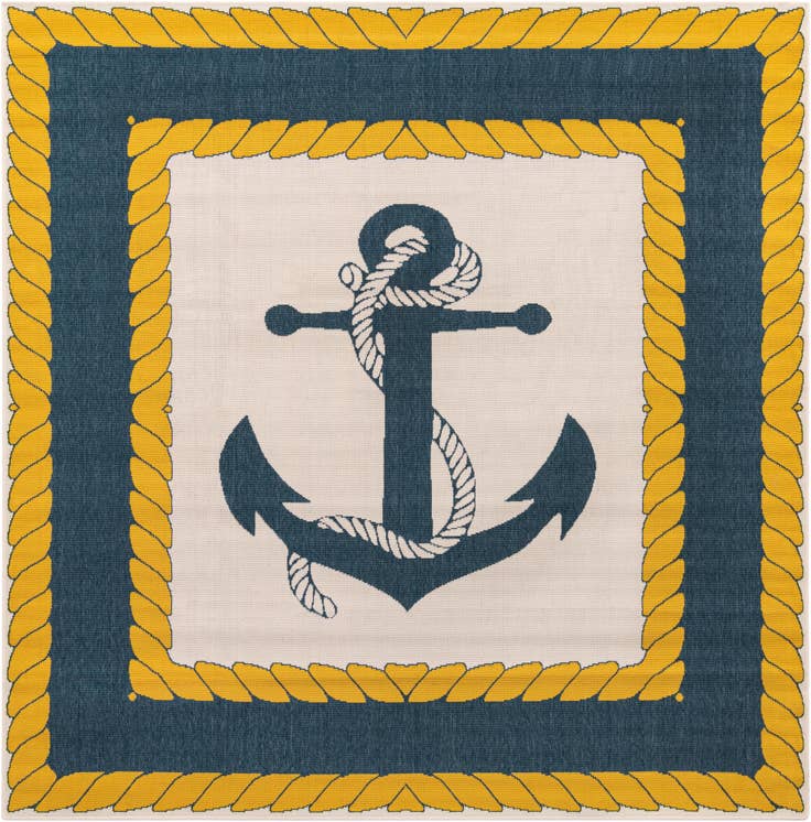 Detail image of 7' 10 x 7' 10 Easy-Clean Coastal Indoor / Outdoor Square Rug
