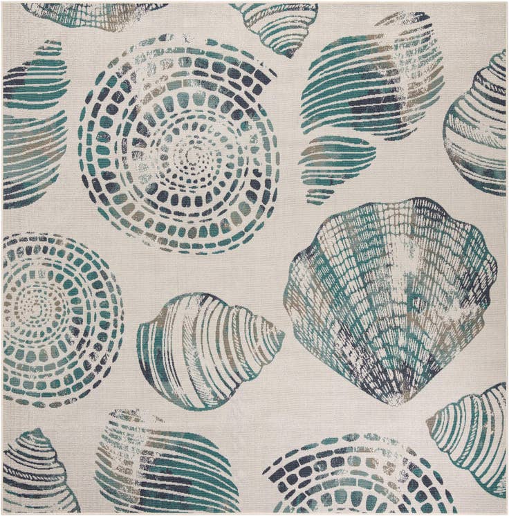 Detail image of 10' x 10' Easy-Clean Coastal Indoor / Outdoor Square Rug