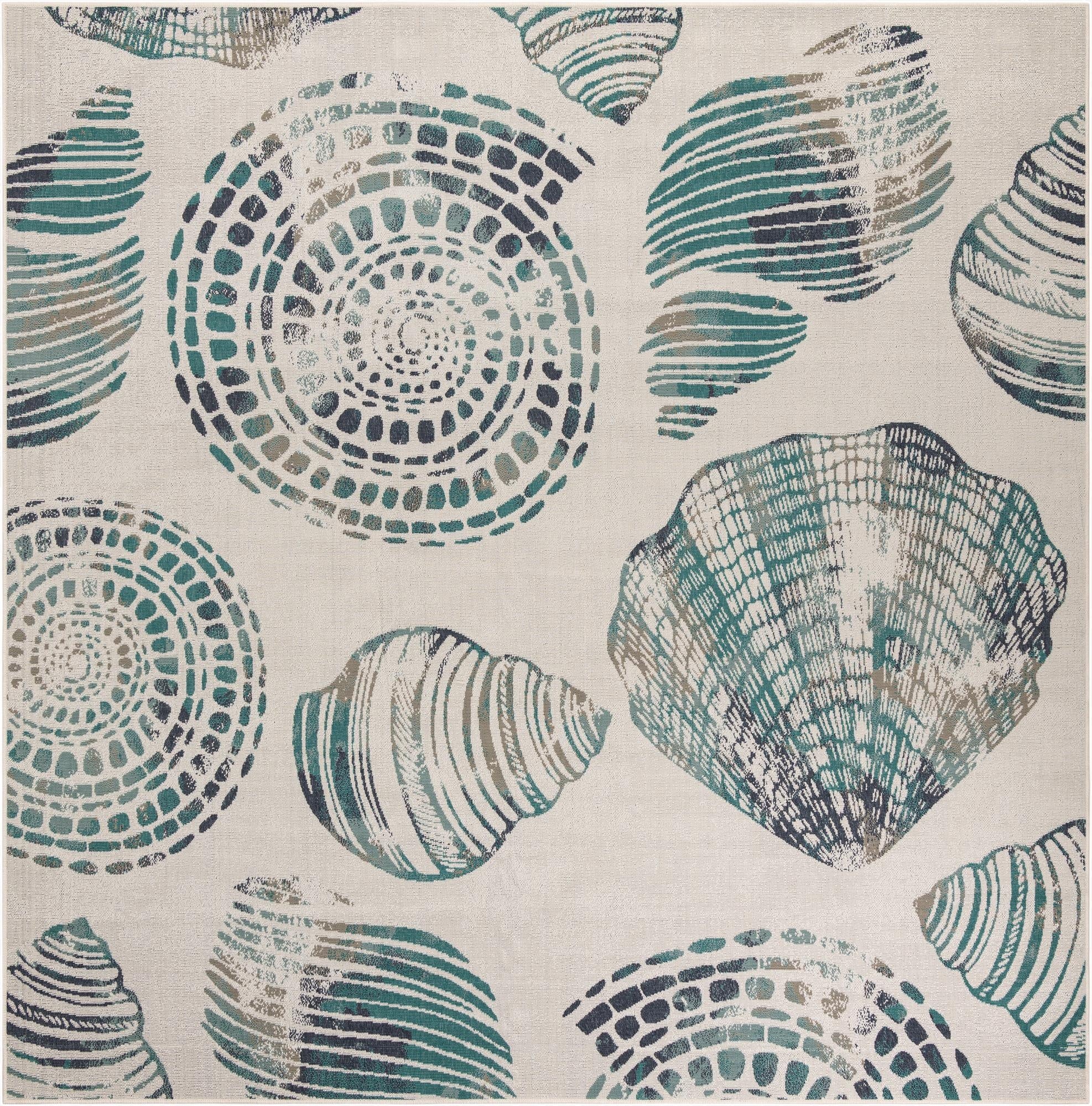 10' x 10'  Washable Coastal Indoor / Outdoor Square Rug