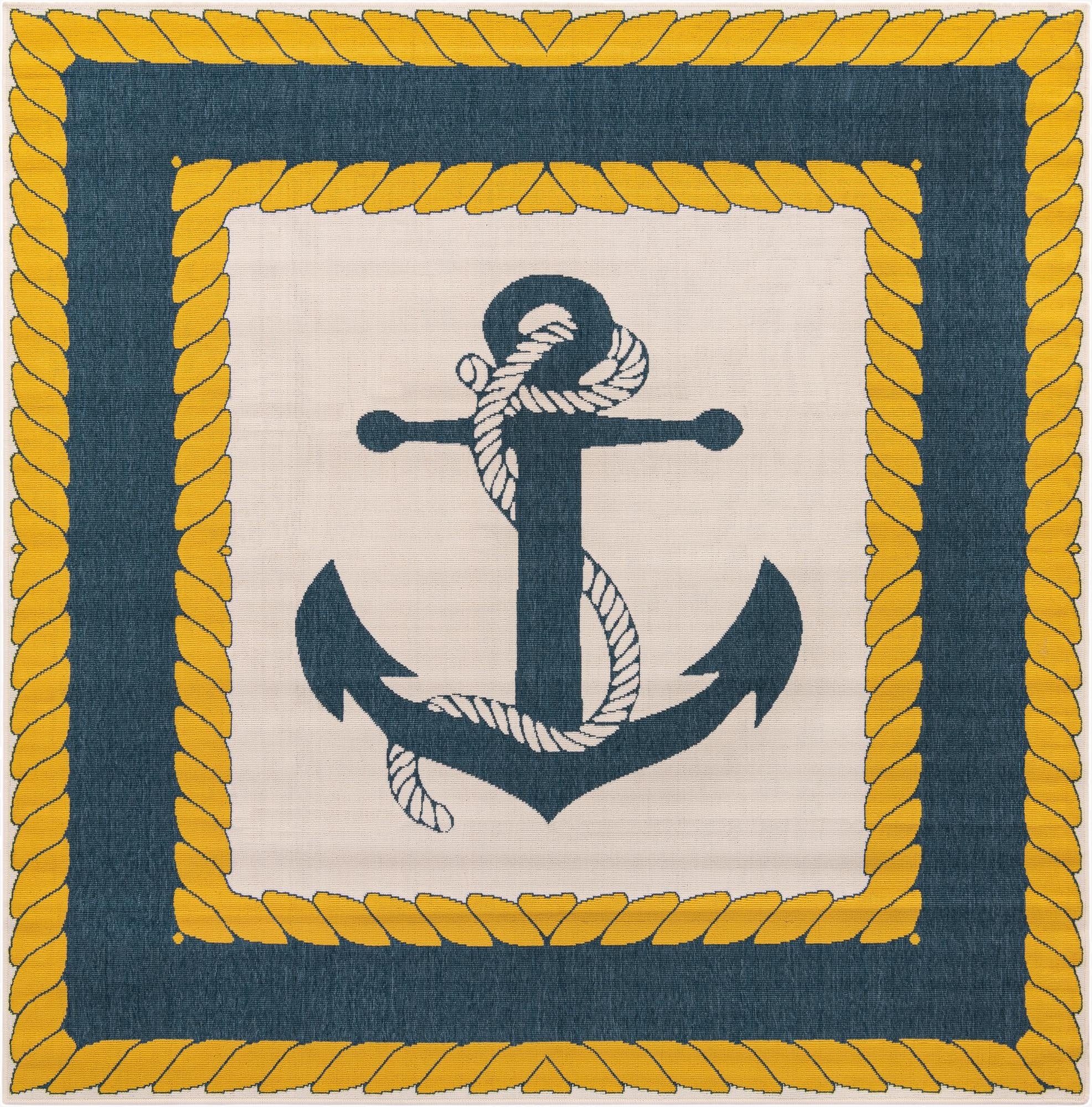 240cm x 240cm  Washable Coastal Indoor / Outdoor Cuadrado Alfombra