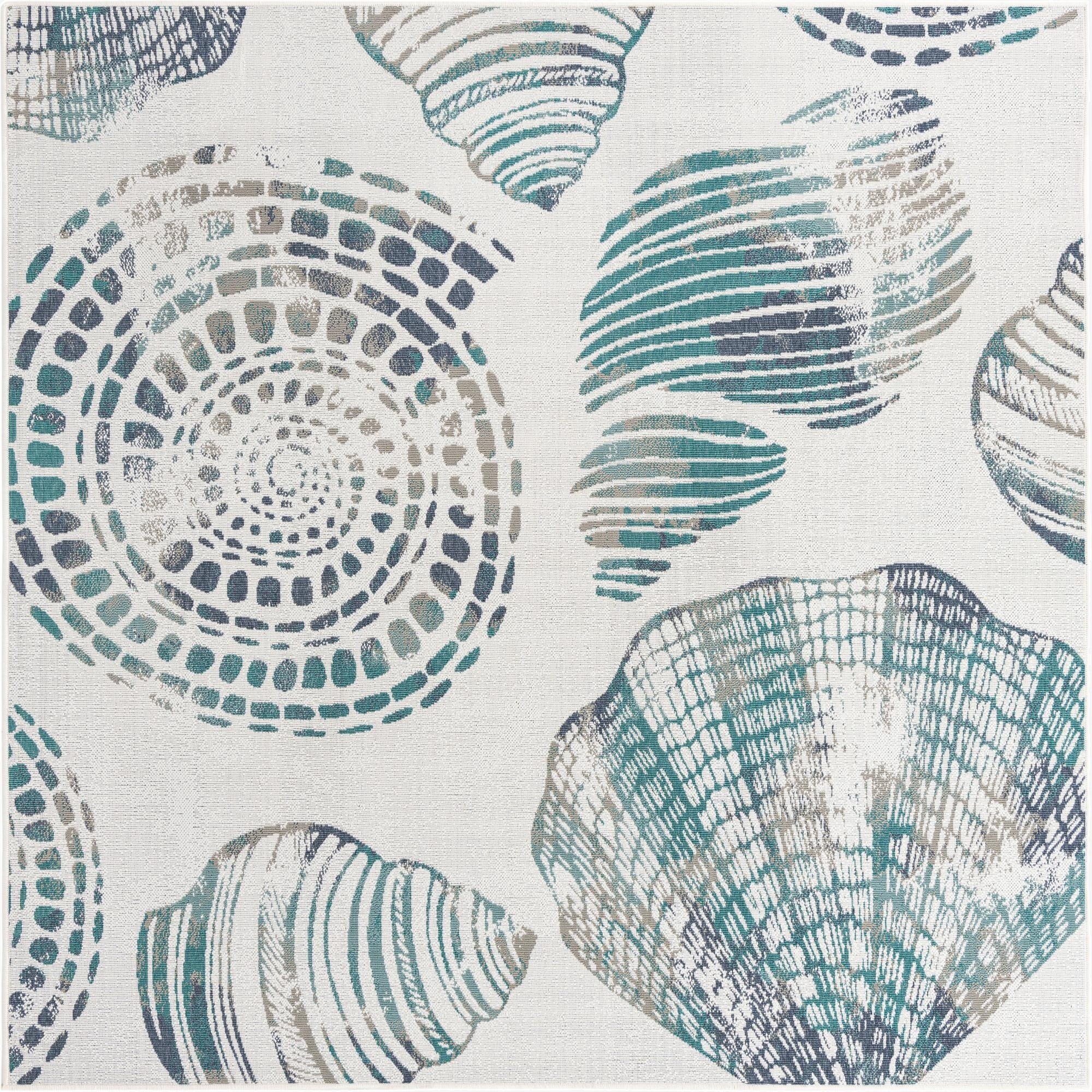 7' 10 x 7' 10  Washable Coastal Indoor / Outdoor Square Rug