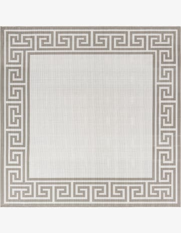 Ivory Easy-Clean Coastal Indoor / Outdoor Square Rug
