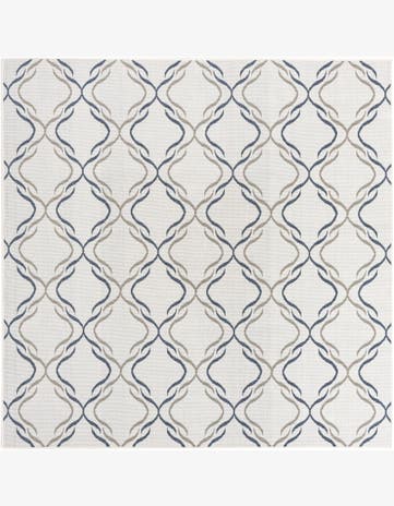 Ivory Easy-Clean Lattice Indoor / Outdoor Square Rug