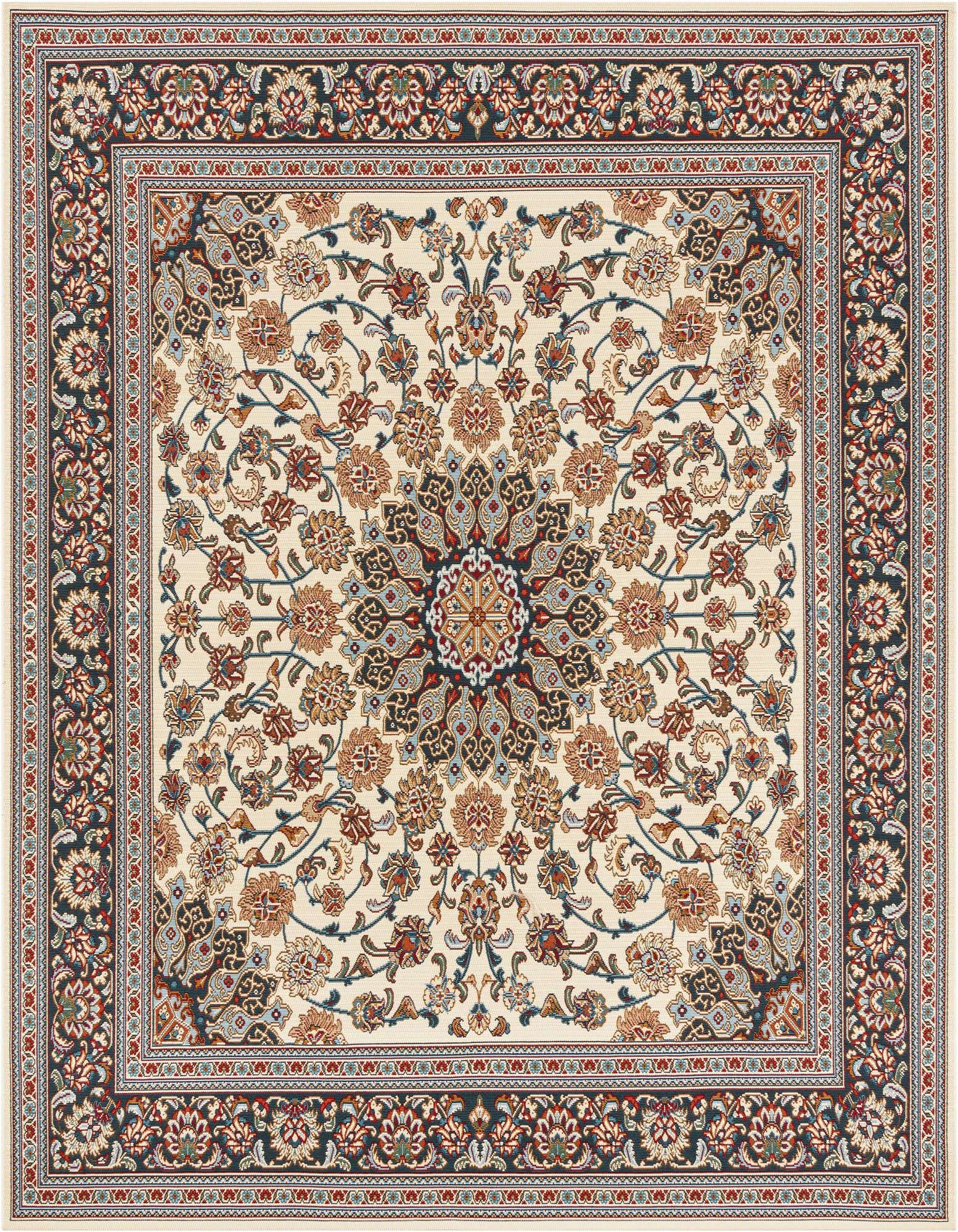 7' 10 x 7' 10 Easy-Clean Traditional Indoor / Outdoor Square Rug