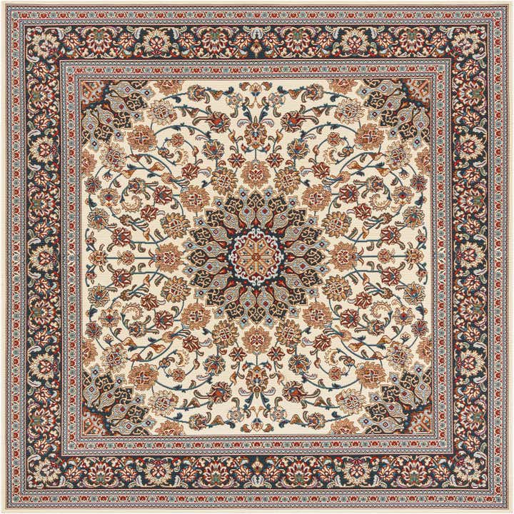 7' 10 x 7' 10 Easy-Clean Traditional Indoor / Outdoor Square Rug