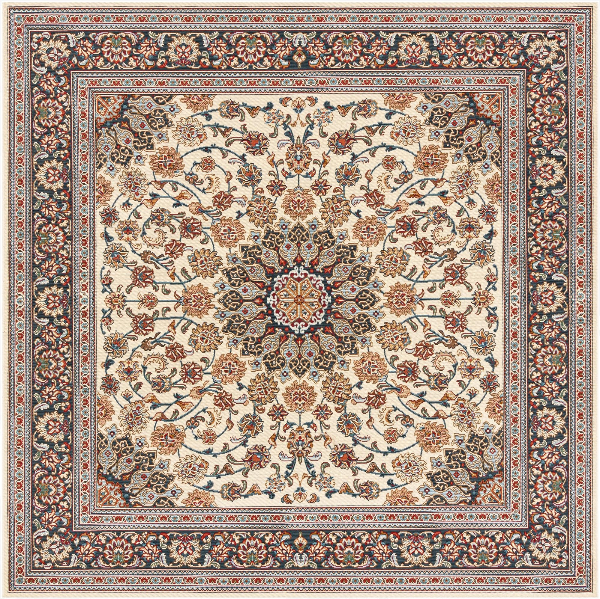 7' 10 x 7' 10  Washable Traditional Indoor / Outdoor Square Rug
