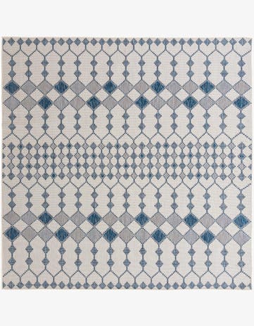 Ivory Easy-Clean Trellis Indoor / Outdoor Square Rug