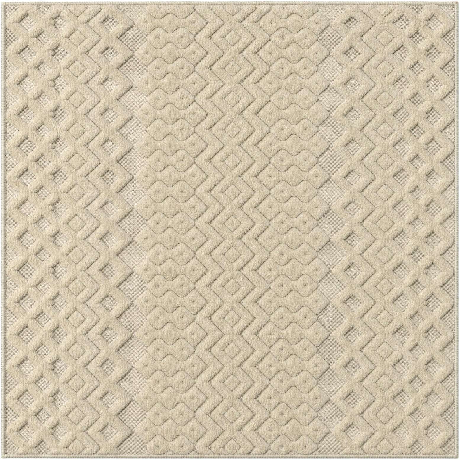 4' x 4' Easy-Clean Trellis Textured Indoor / Outdoor Square Rug