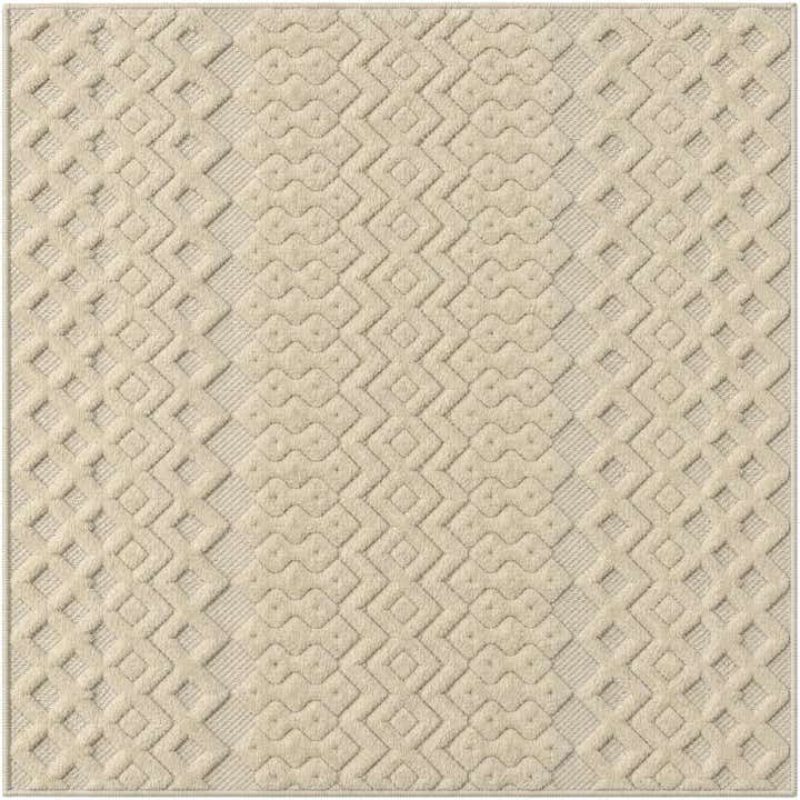 4' x 4' Easy-Clean Trellis Textured Indoor / Outdoor Square Rug