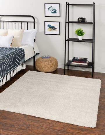 Ivory Solid Frieze Square Rug