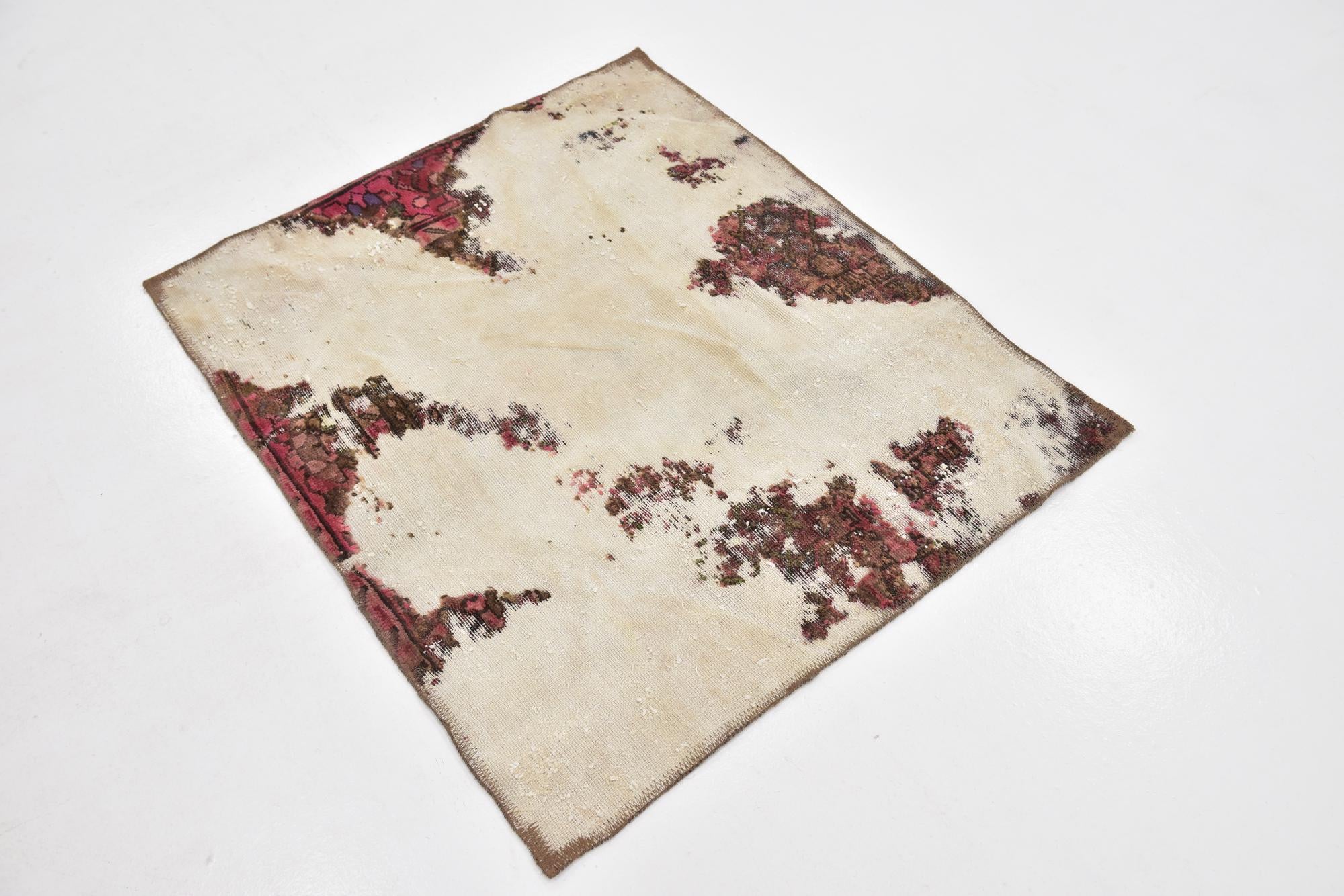 3' x 3' 8 Hand Knotted Ultra Vintage Persian Wool Square Rug