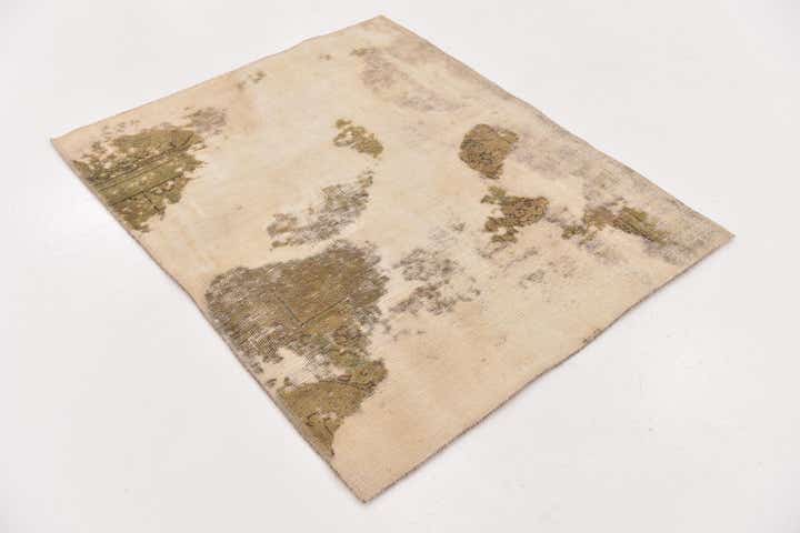 3' 2 x 3' 10 Hand Knotted Ultra Vintage Persian Wool Square Rug