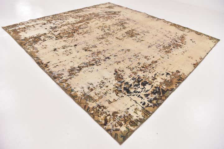 9' 7 x 10' 3 Hand Knotted Ultra Vintage Persian Wool Square Rug
