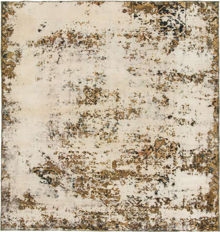 9' 7 x 10' 3 Hand Knotted Ultra Vintage Persian Wool Square Rug