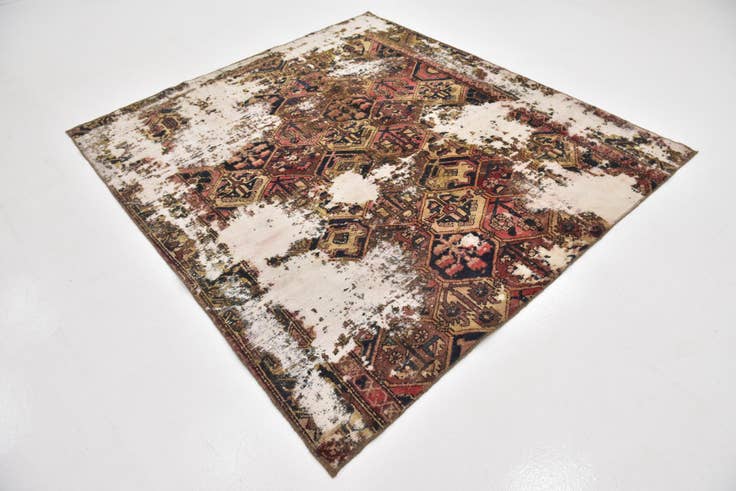 Detail image of 6' 4 x 7' Hand Knotted Ultra Vintage Persian Wool Square Rug