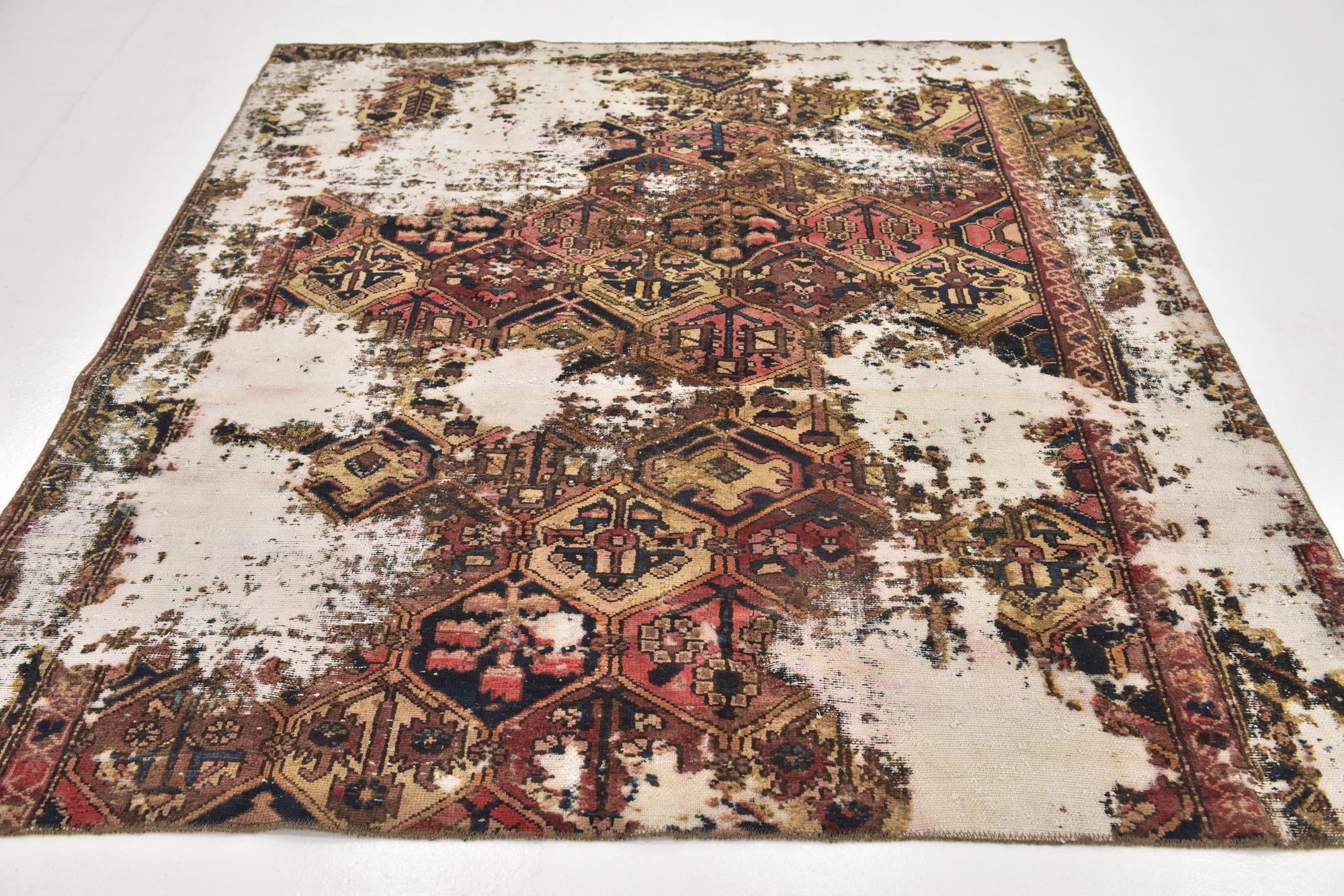 195cm x 215cm anudado a mano Ultra Vintage Alfombra Persa Lana Cuadrado