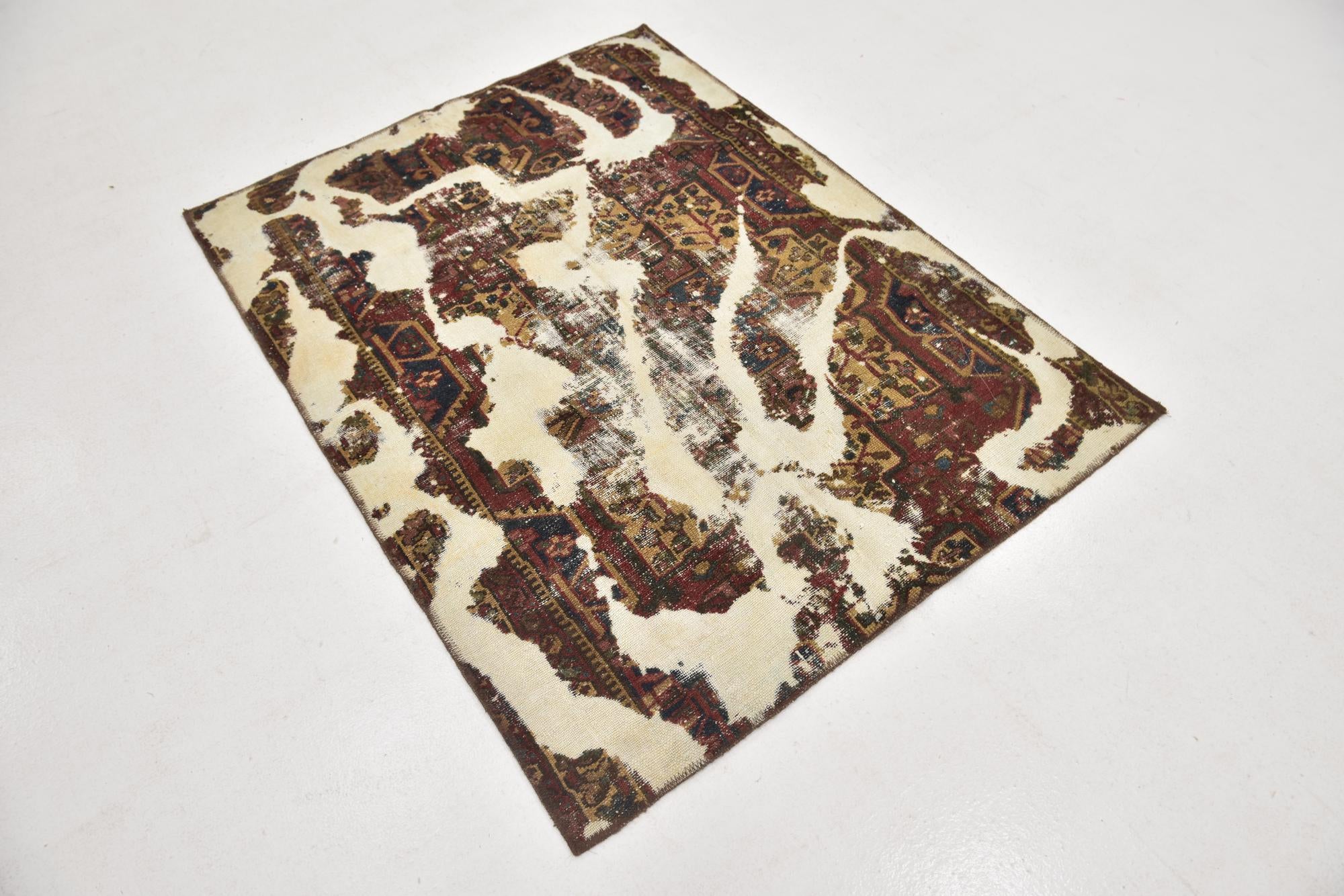 4' x 5' Hand Knotted Ultra Vintage Persian Wool Square Rug