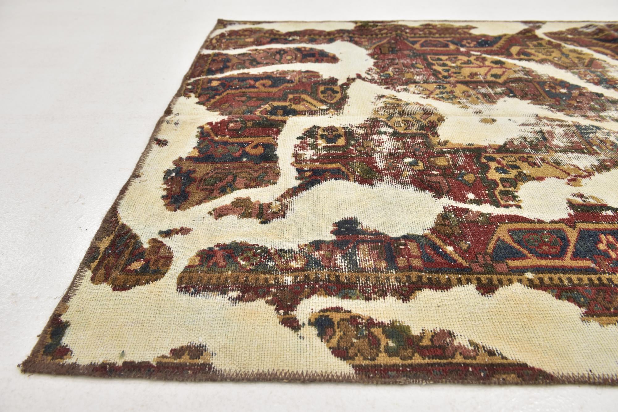 4' x 5' Hand Knotted Ultra Vintage Persian Wool Square Rug