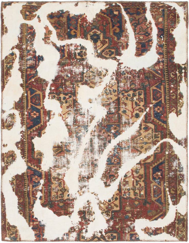 Detail image of 4' x 5' Hand Knotted Ultra Vintage Persian Wool Square Rug