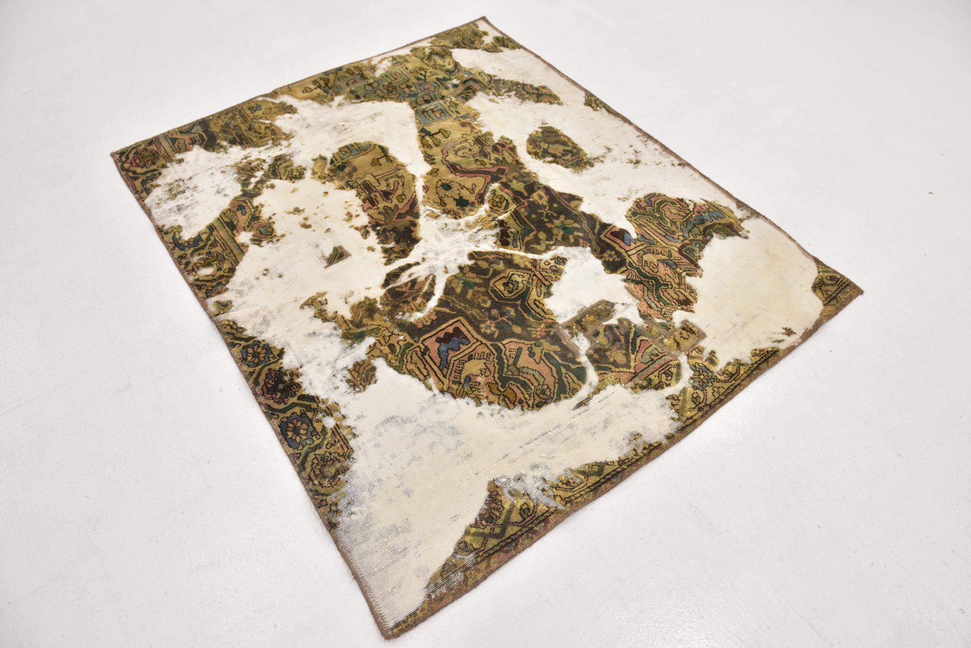 4' 7 x 5' 6 Hand Knotted Ultra Vintage Persian Wool Square Rug