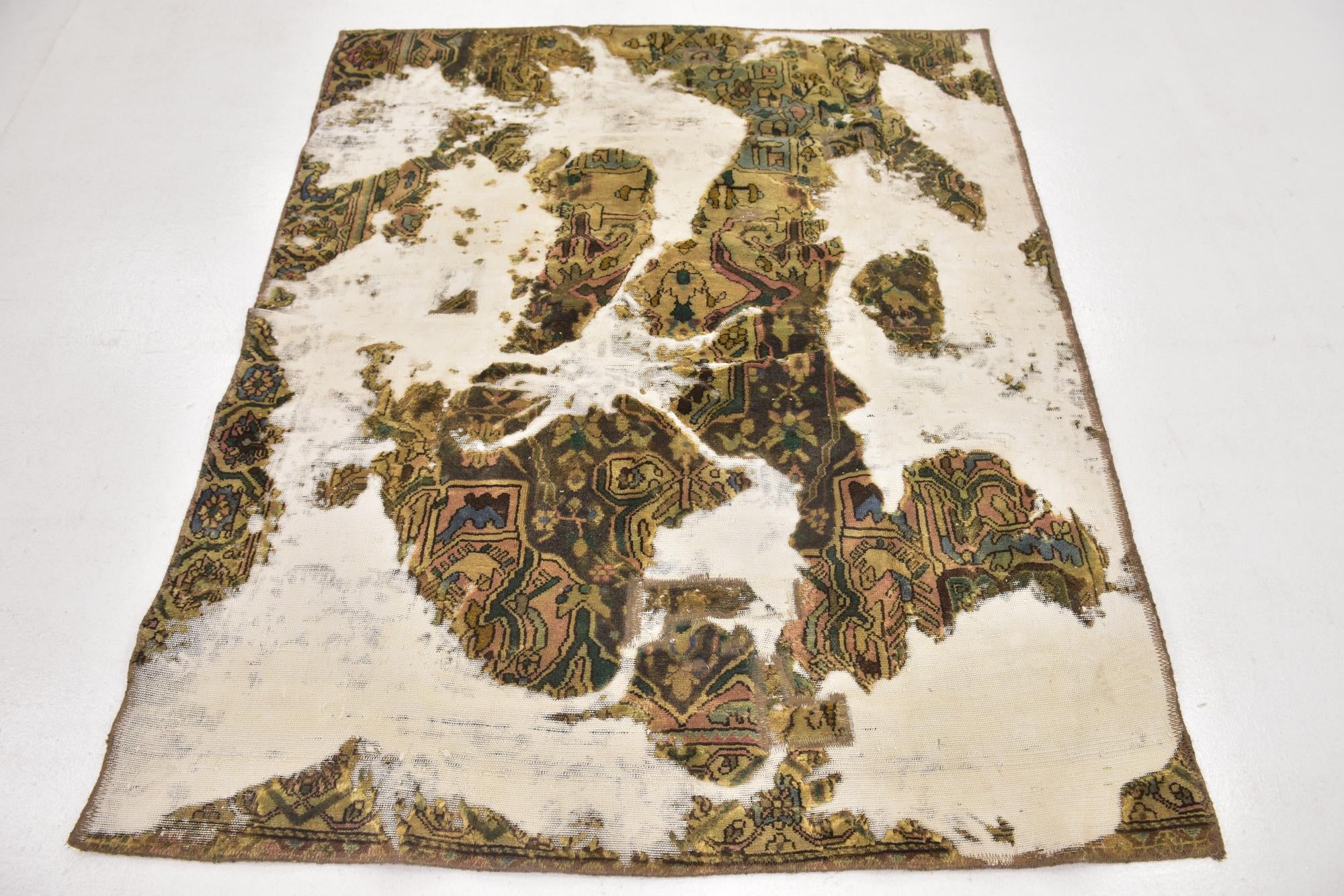 4' 7 x 5' 6 Hand Knotted Ultra Vintage Persian Wool Square Rug