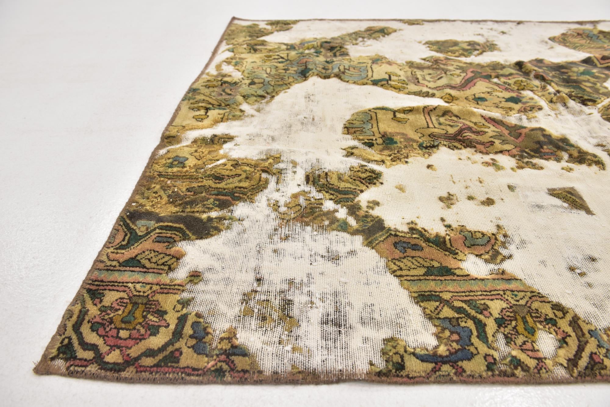 4' 7 x 5' 6 Hand Knotted Ultra Vintage Persian Wool Square Rug