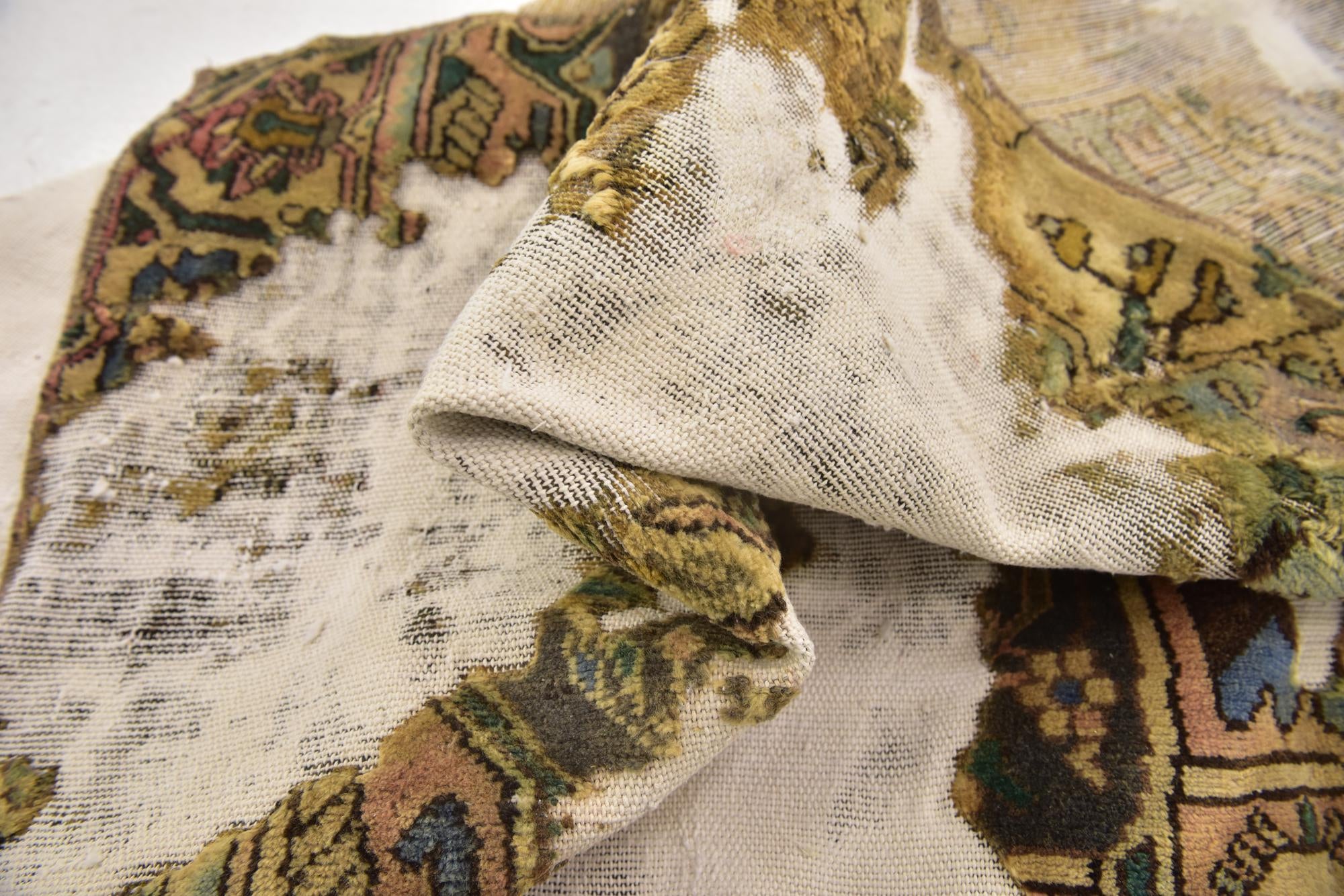 4' 7 x 5' 6 Hand Knotted Ultra Vintage Persian Wool Square Rug