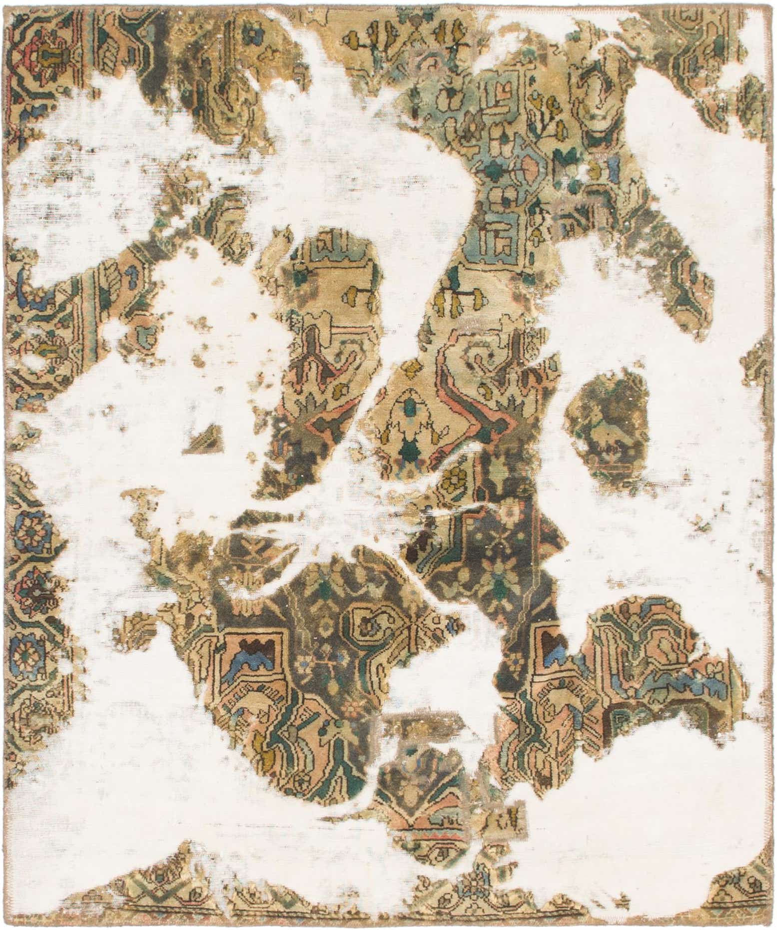 4' 7 x 5' 6 Hand Knotted Ultra Vintage Persian Wool Square Rug